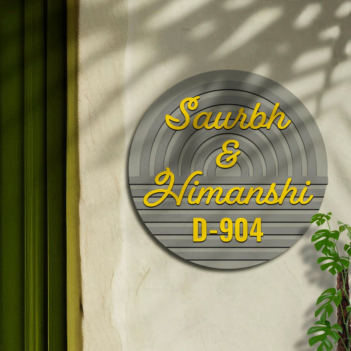 Arch-Ripple Custom Couple Name Plate for Entrance - Sblossom