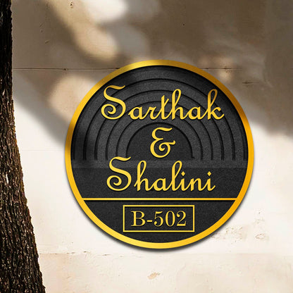 Arch-Ripple Name Plate for Flat Door – Round Gold - Sblossom