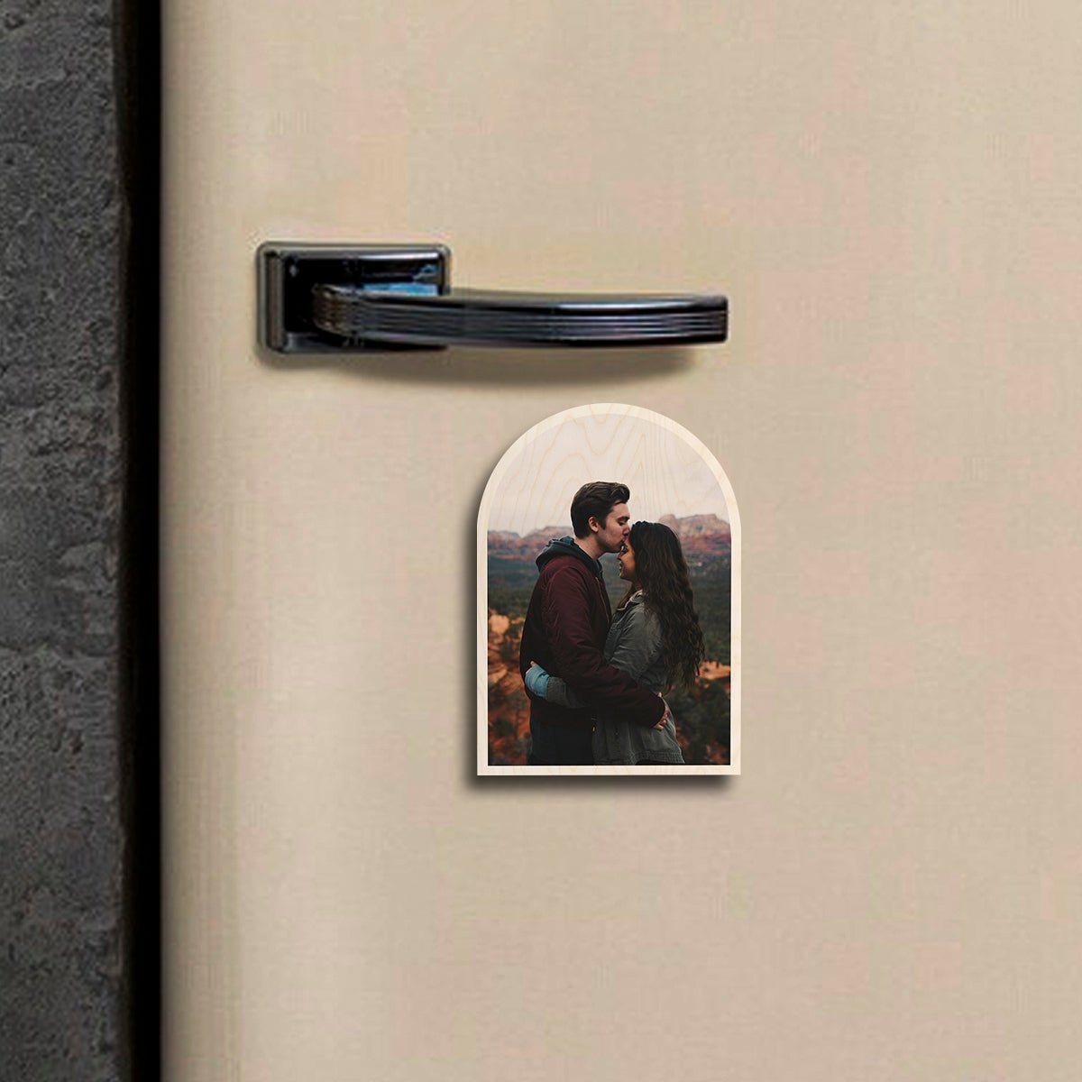 Arch Shape Photo Magnet in Wood with Personalized Print Design - Sblossom