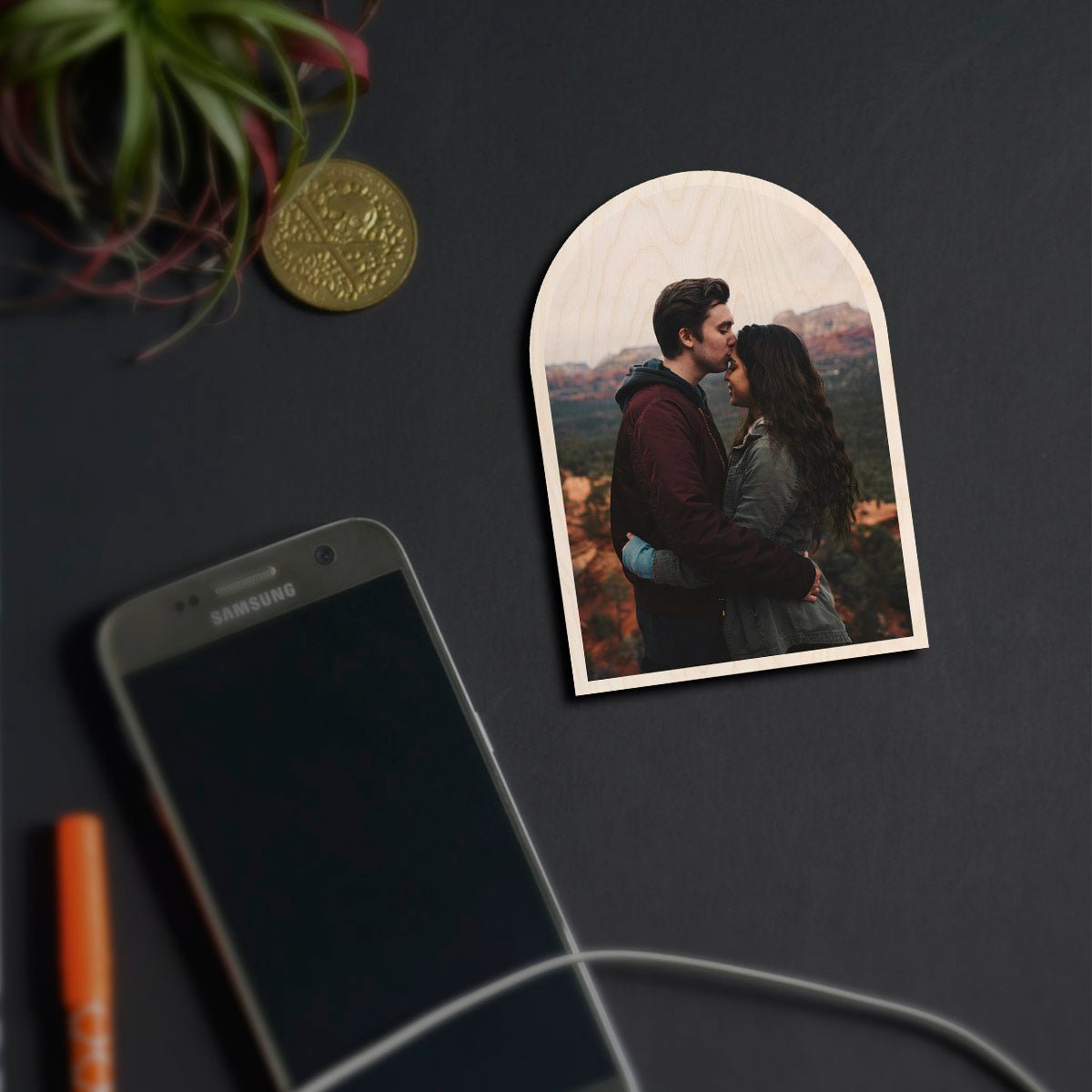 Arch Shape Photo Magnet in Wood with Personalized Print Design - Sblossom