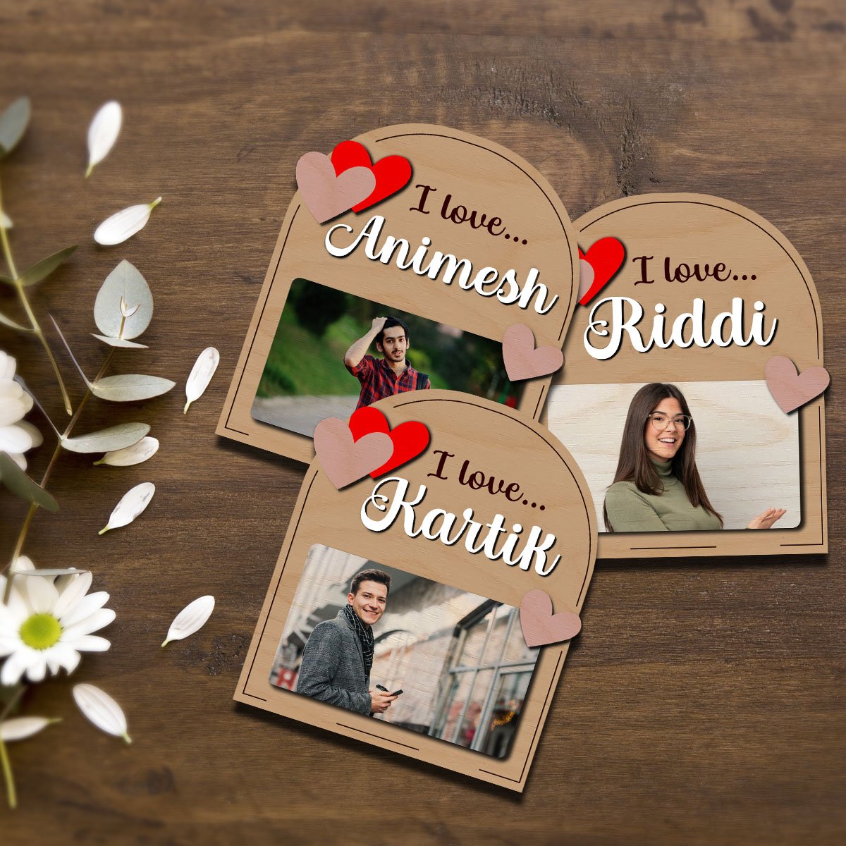 Arch Standee Fridge Magnet in Wood with I Love Photo Design - Sblossom