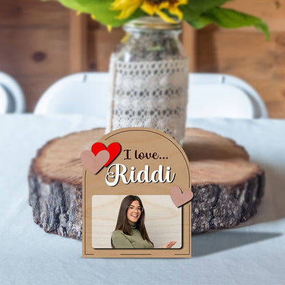 Arch Standee Fridge Magnet in Wood with I Love Photo Design - Sblossom
