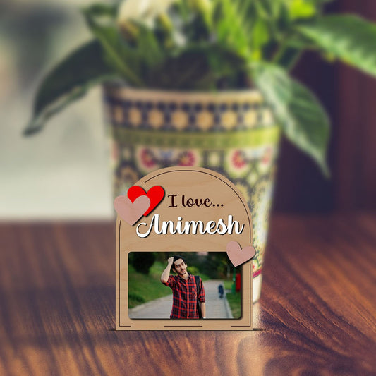 Arch Standee Fridge Magnet in Wood with I Love Photo Design - Sblossom