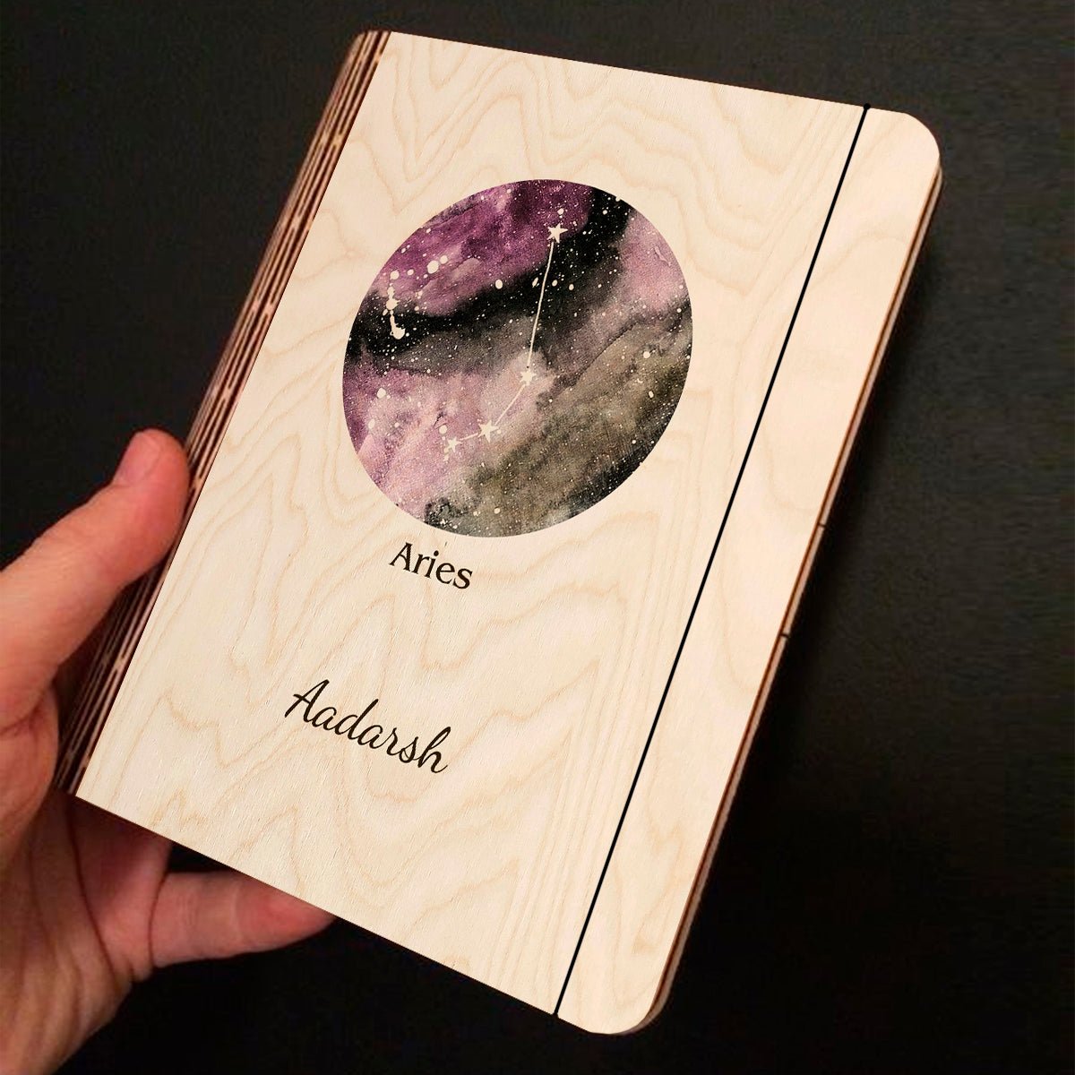 Aries Zodiac Wooden Notebook – Personalized Cover - Sblossom