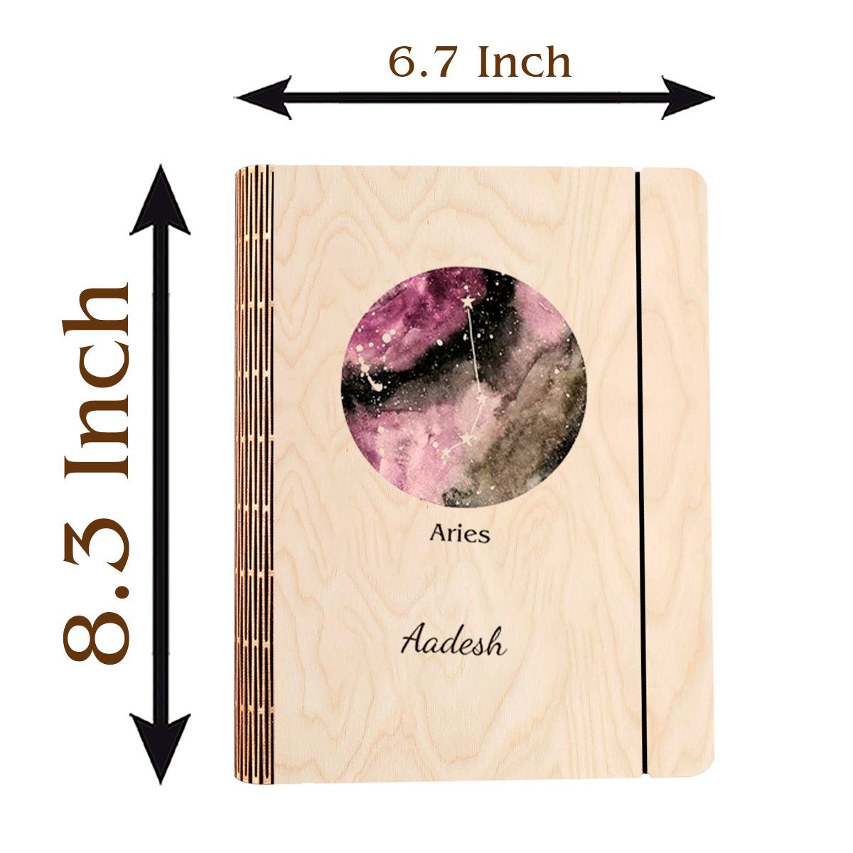 Aries Zodiac Wooden Notebook – Personalized Cover - Sblossom