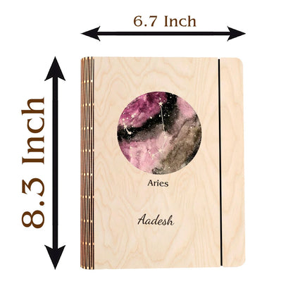 Aries Zodiac Wooden Notebook – Personalized Cover - Sblossom