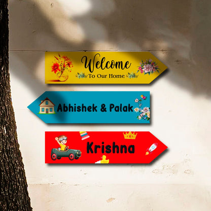 Arrow-Sign Colorful Name Plate Design for House - Sblossom