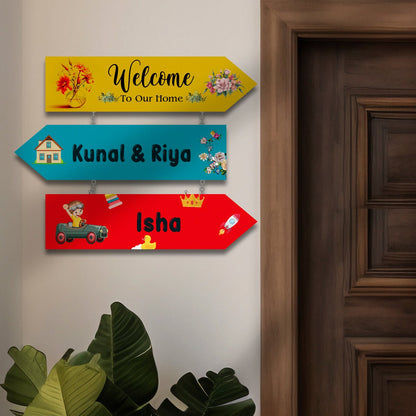 Arrow-Sign Colorful Name Plate Design for House - Sblossom
