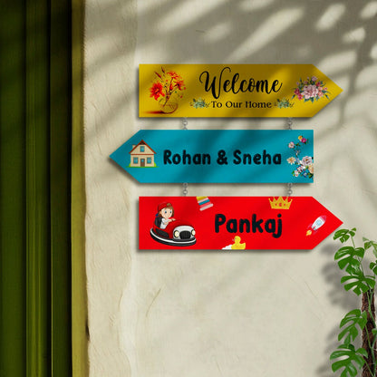 Arrow-Sign Colorful Name Plate Design for House - Sblossom