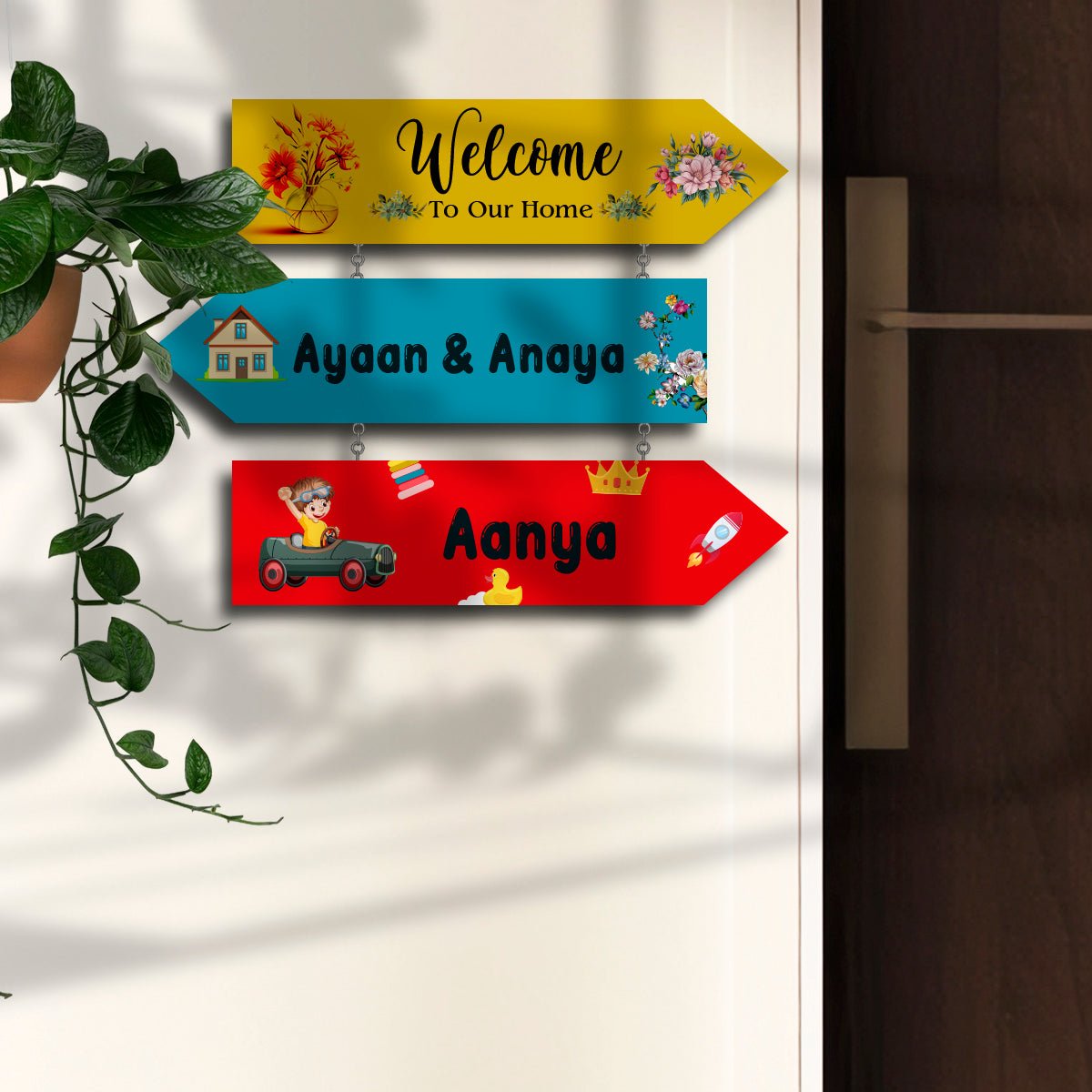 Arrow-Sign Colorful Name Plate Design for House - Sblossom