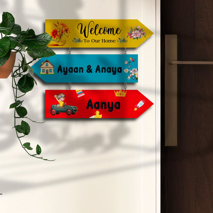 Arrow-Sign Colorful Name Plate Design for House - Sblossom