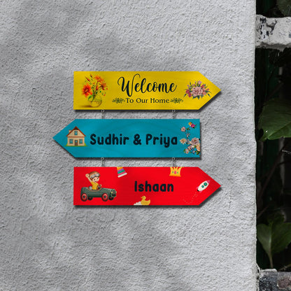 Arrow-Sign Colorful Name Plate Design for House - Sblossom