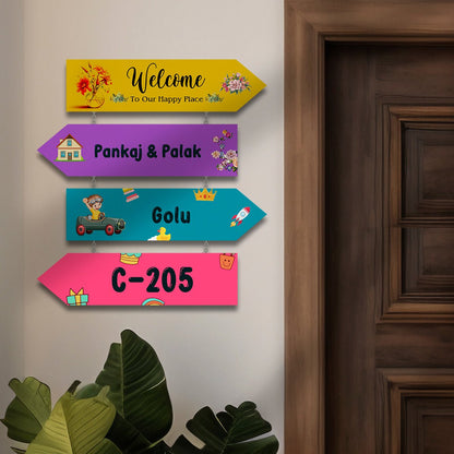 Arrow-Sign Colorful Name Plate Design for House - Sblossom