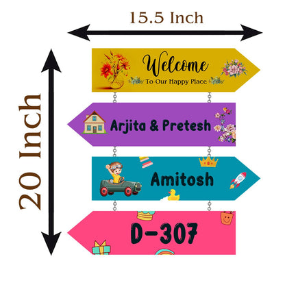 Arrow-Sign Colorful Name Plate Design for House - Sblossom