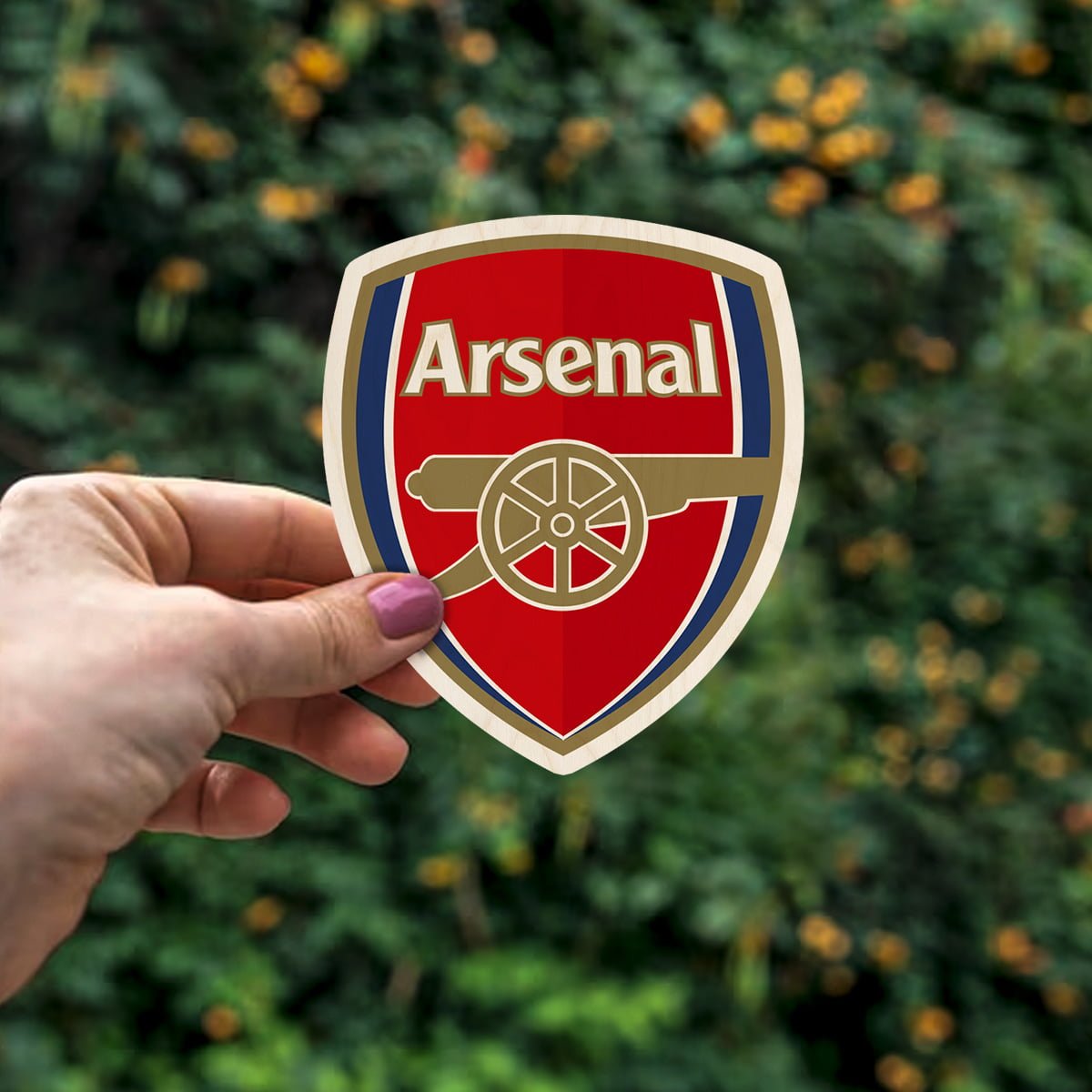 Arsenal Crest Fridge Magnet – Gold Cannon Wood Design - Sblossom