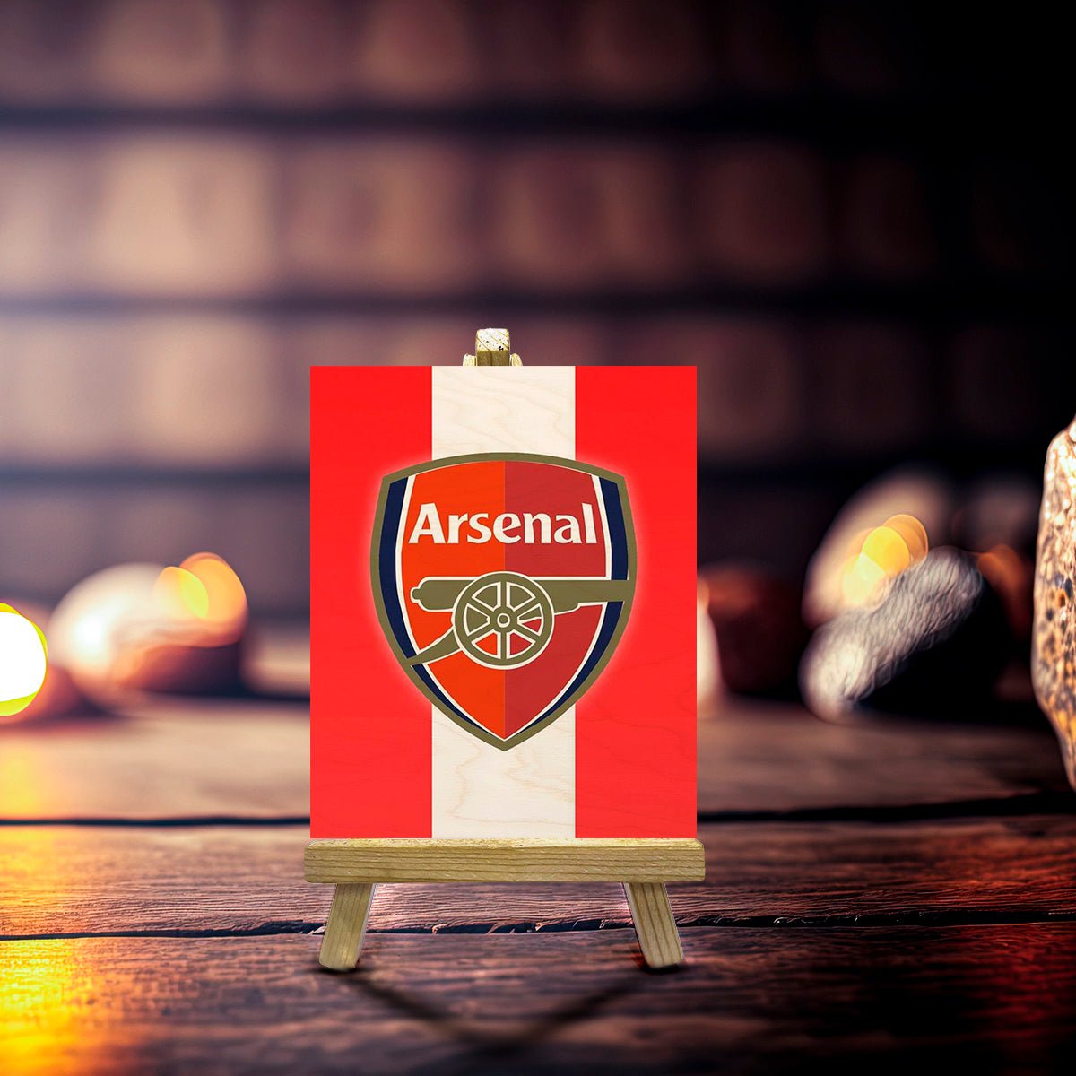 Arsenal Minimalist Wood Print with Stand for Football Fans - Sblossom