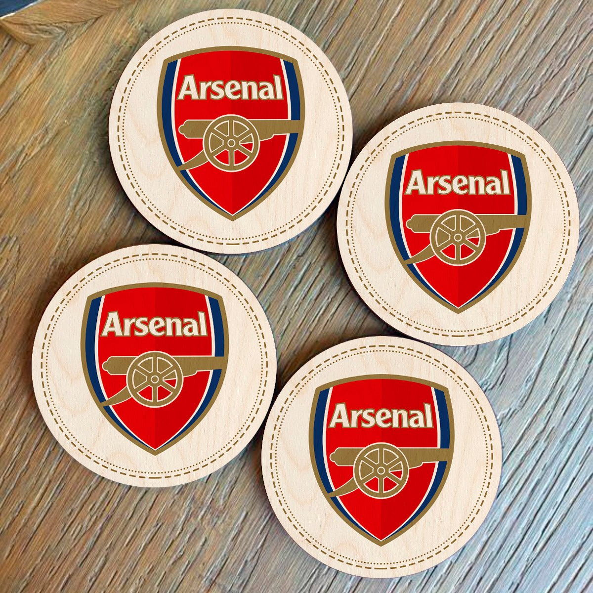 Arsenal Wooden Coaster Set – Round Crest Set of 4 - Sblossom