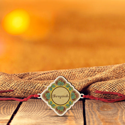 Artistic Name Rakhi – Wooden Designer Pattern for Brother - Sblossom
