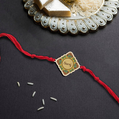 Artistic Name Rakhi – Wooden Designer Pattern for Brother - Sblossom