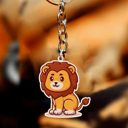 Baby Lion Wooden Keychain – Cute Bag Charm Design - Sblossom