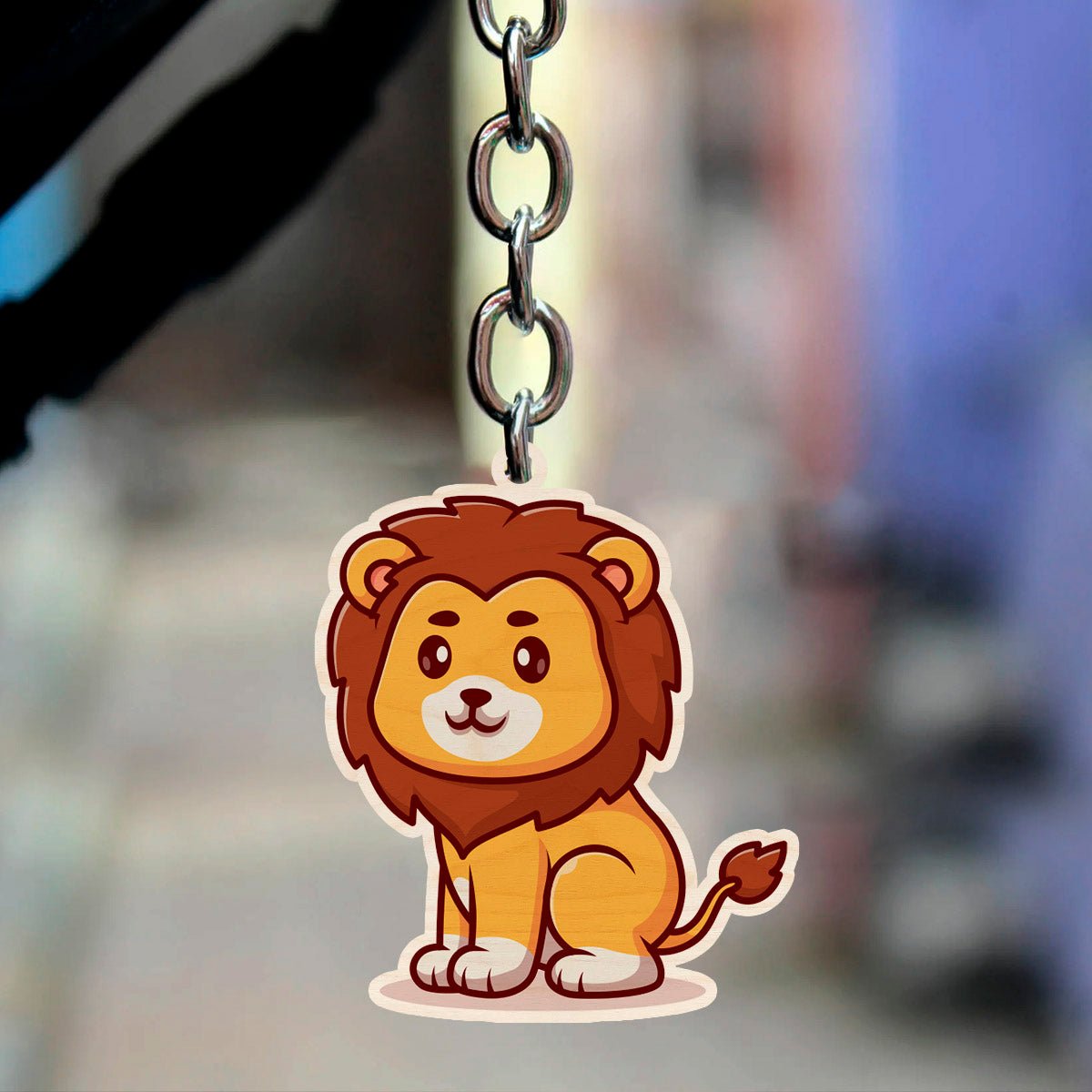 Baby Lion Wooden Keychain – Cute Bag Charm Design - Sblossom