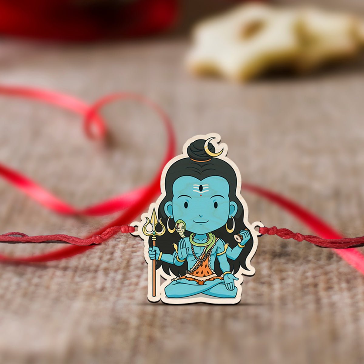 Bal Shiva Kids Rakhi in Wood with Spiritual Custom Name Design - Sblossom