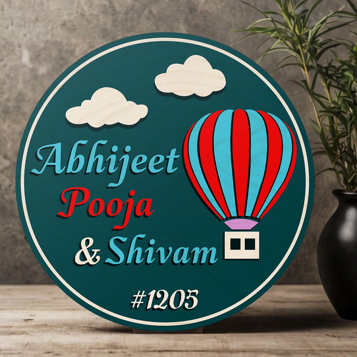 Balloon-Sky Flat Door Name Plate for Home - Sblossom