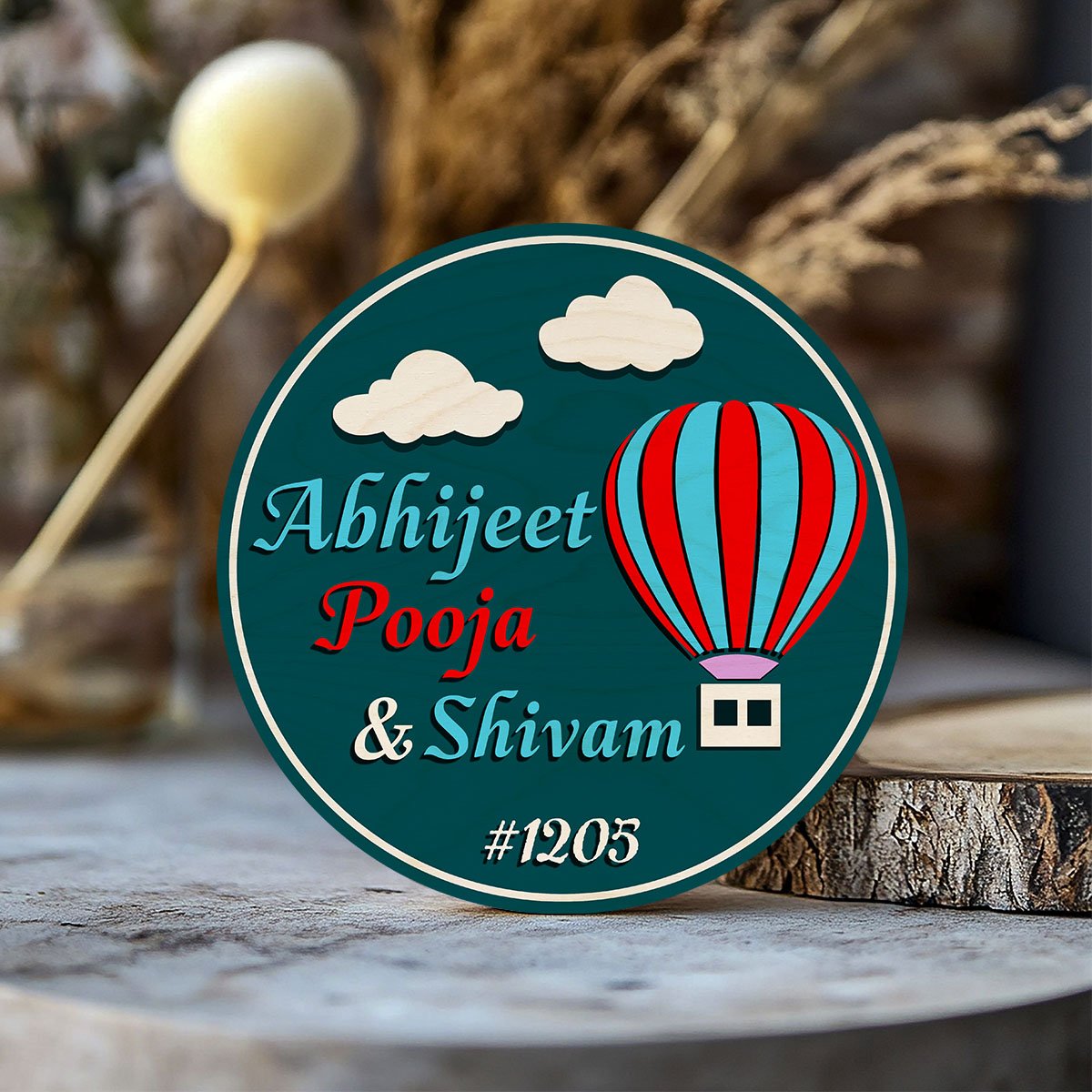 Balloon-Sky Flat Door Name Plate for Home - Sblossom