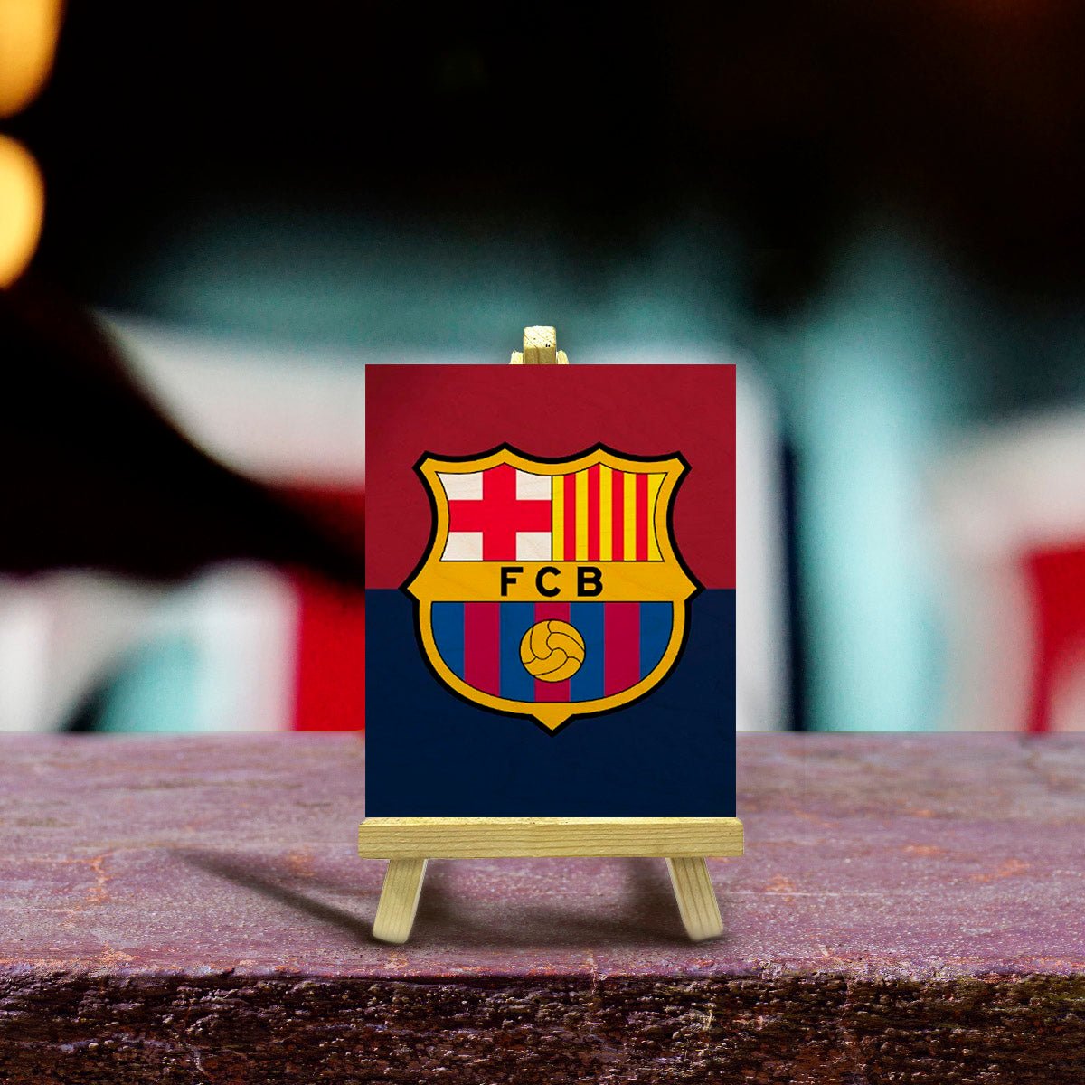Barcelona Minimalist Wood Print with Stand for Football Fans - Sblossom