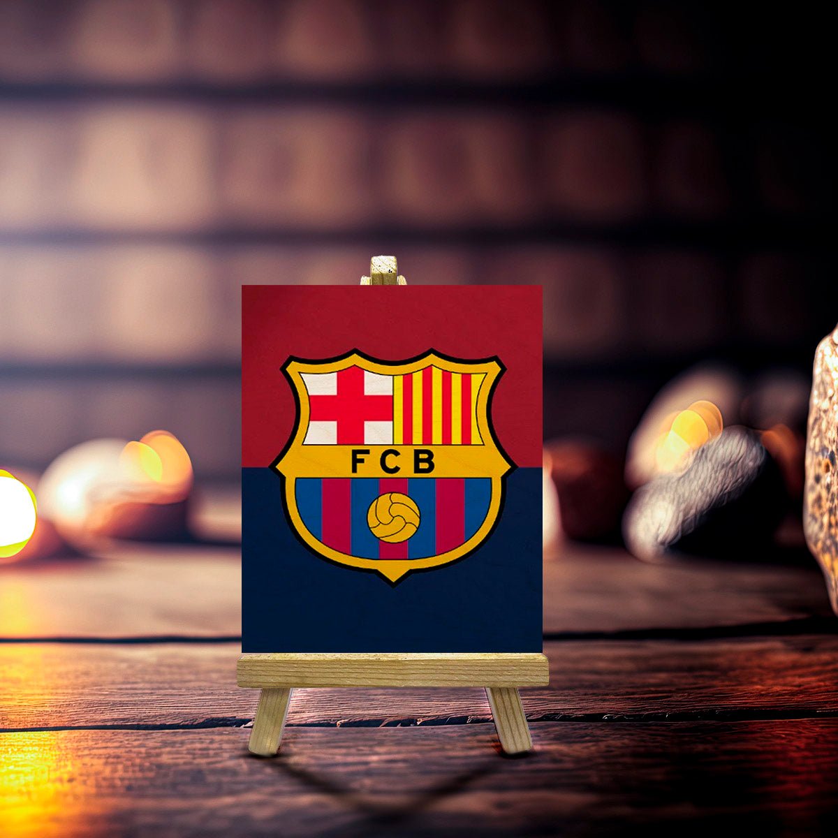 Barcelona Minimalist Wood Print with Stand for Football Fans - Sblossom