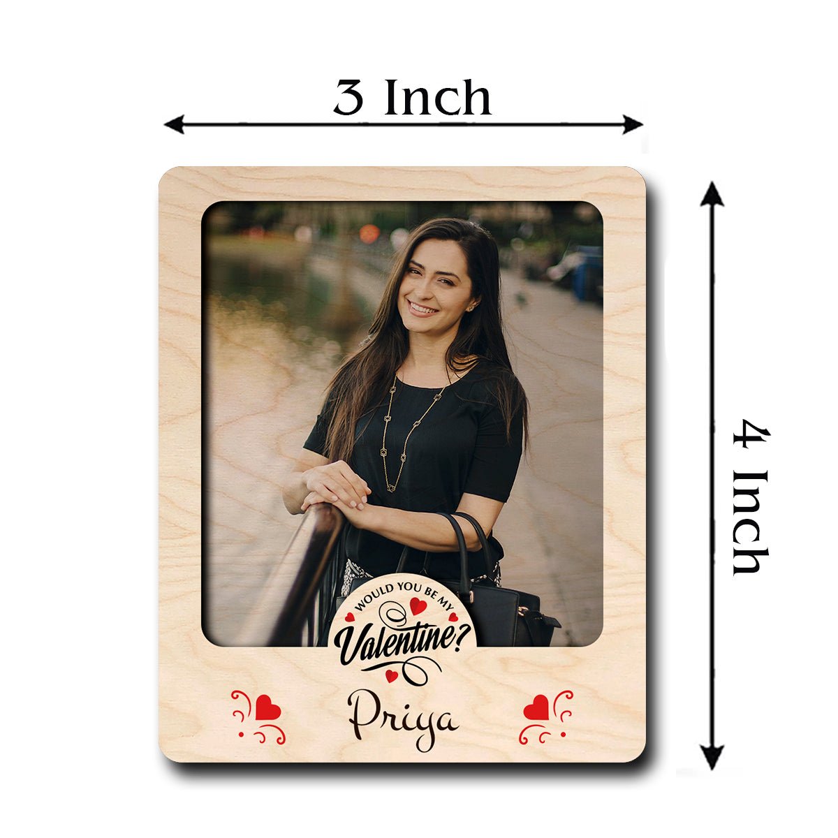 Be My Valentine Photo Magnet in Wood with Personalized Print - Sblossom