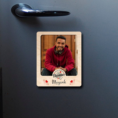 Be My Valentine Photo Magnet in Wood with Personalized Print - Sblossom