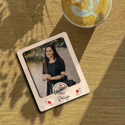 Be My Valentine Photo Magnet in Wood with Personalized Print - Sblossom