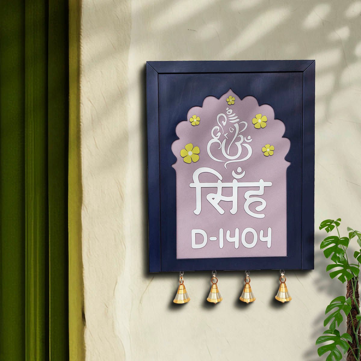 Bell-Drop Name Plate for Home in Hindi - Sblossom
