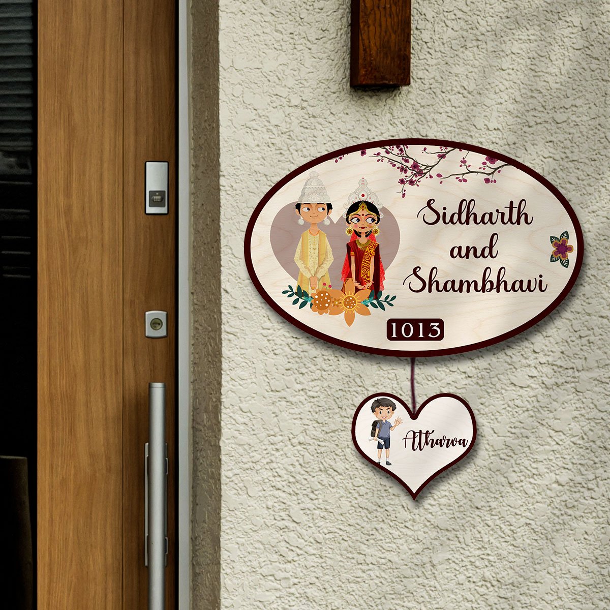 Bengali Couple Name Plate for Home – Clean Script - Sblossom