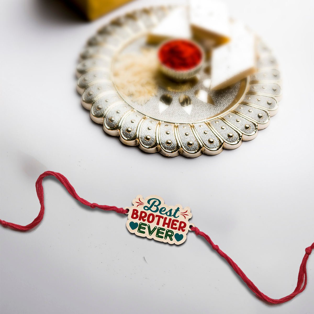Best Brother Ever Rakhi in Wood with Custom Design for Brother - Sblossom