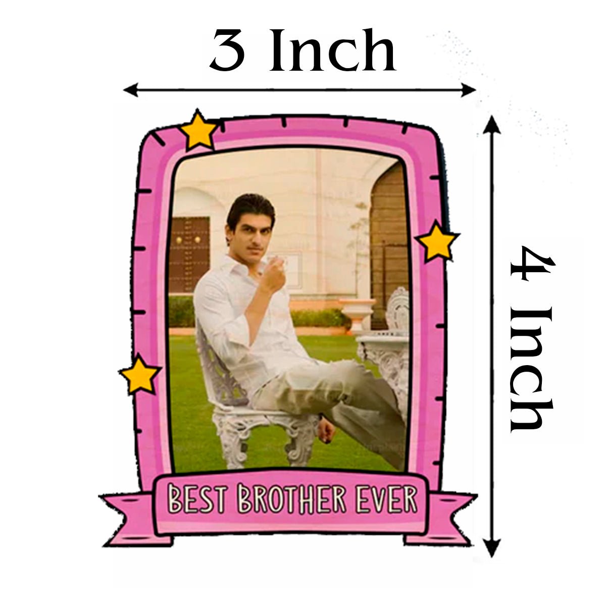 Best Brother Fridge Magnet in Wood with Pink Retro Photo Design - Sblossom