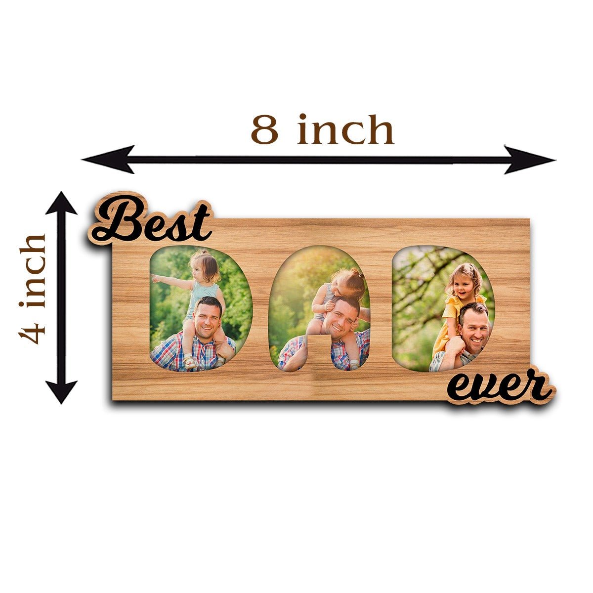 Best Dad Ever Magnet in Wood with Letter Cutout and 3 Photos - Sblossom