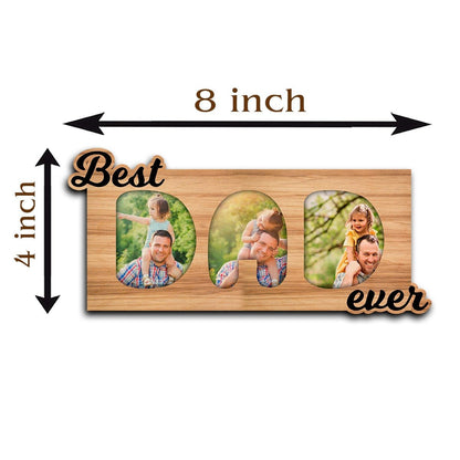 Best Dad Ever Magnet in Wood with Letter Cutout and 3 Photos - Sblossom