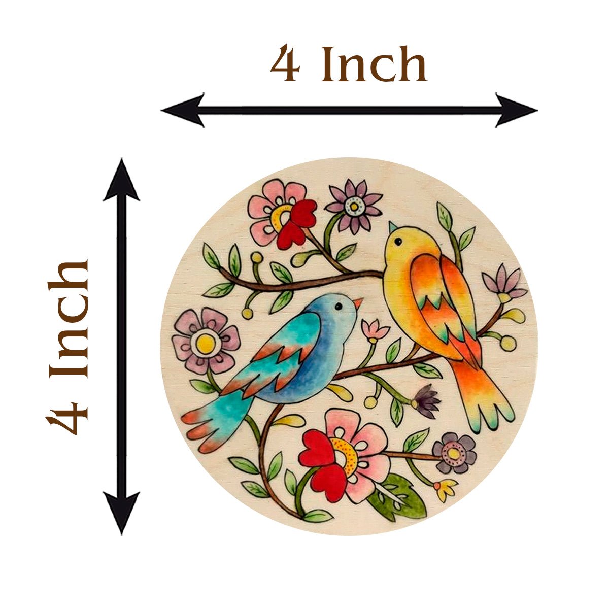 Bird Painting Wooden Coasters – Colourful Round Set - Sblossom