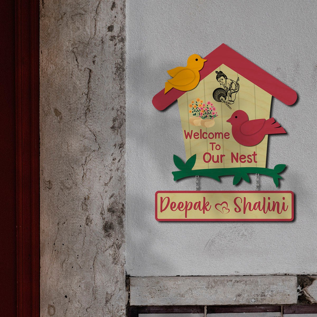 Birdhouse Name Plate Design – Couple Nest with Birds - Sblossom