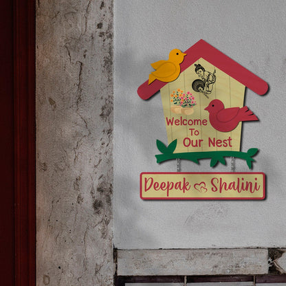 Birdhouse Name Plate Design – Couple Nest with Birds - Sblossom