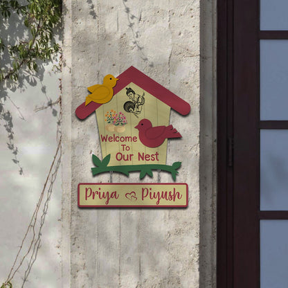 Birdhouse Name Plate Design – Couple Nest with Birds - Sblossom