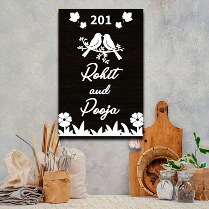 Black-Matte Vertical Name Plate for House – Gold - Sblossom