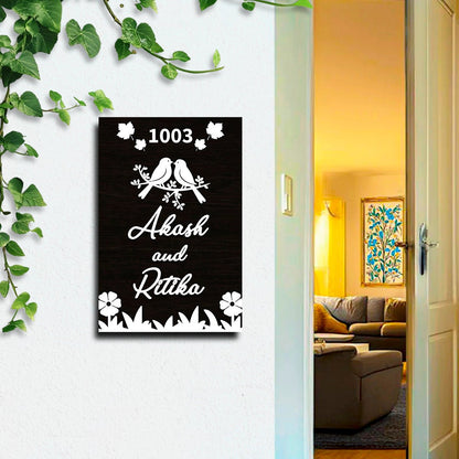 Black-Matte Vertical Name Plate for House – Gold - Sblossom