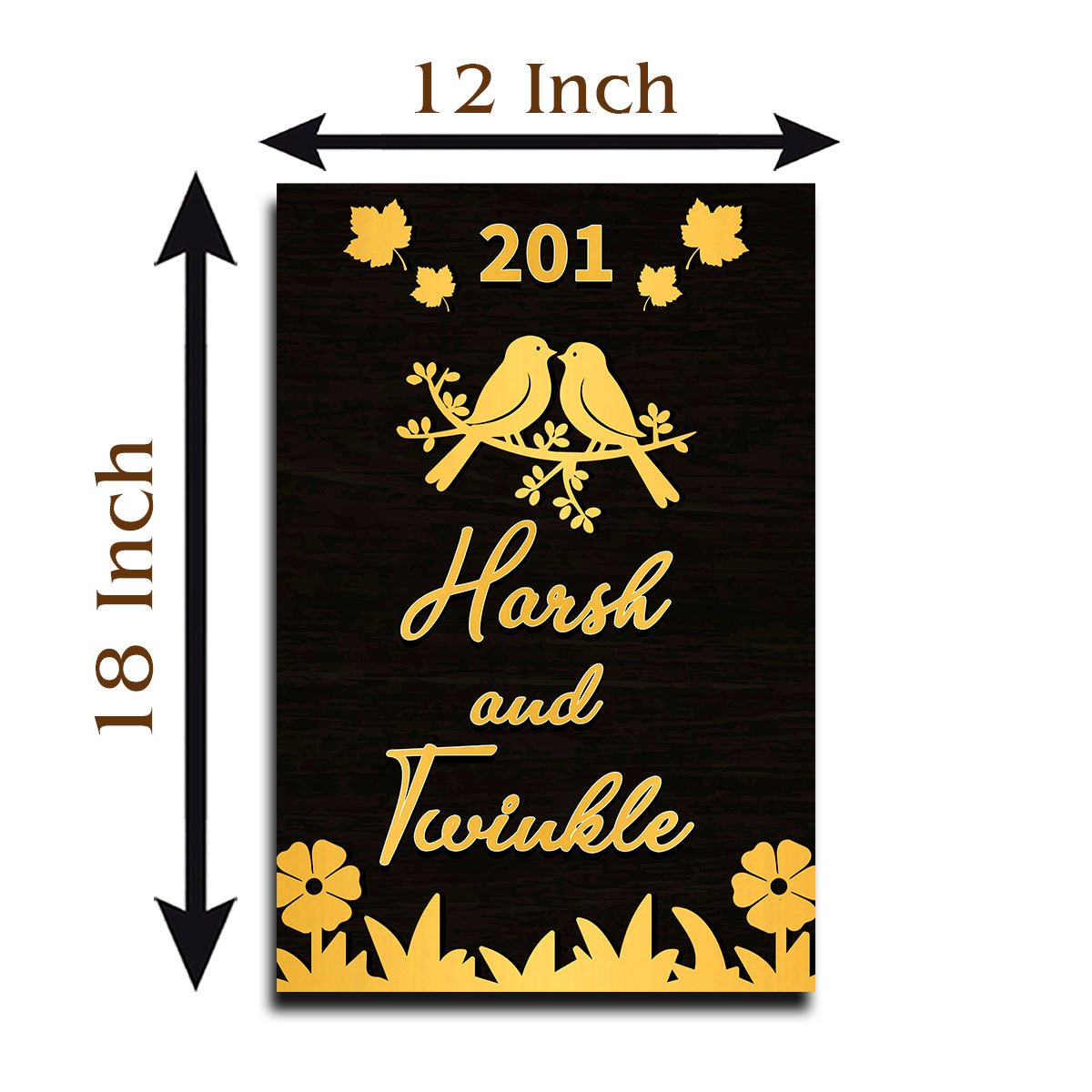 Black-Matte Vertical Name Plate for House – Gold - Sblossom