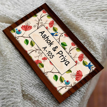 Botanical Flower Name Plate – Framed Art with Birds - Sblossom