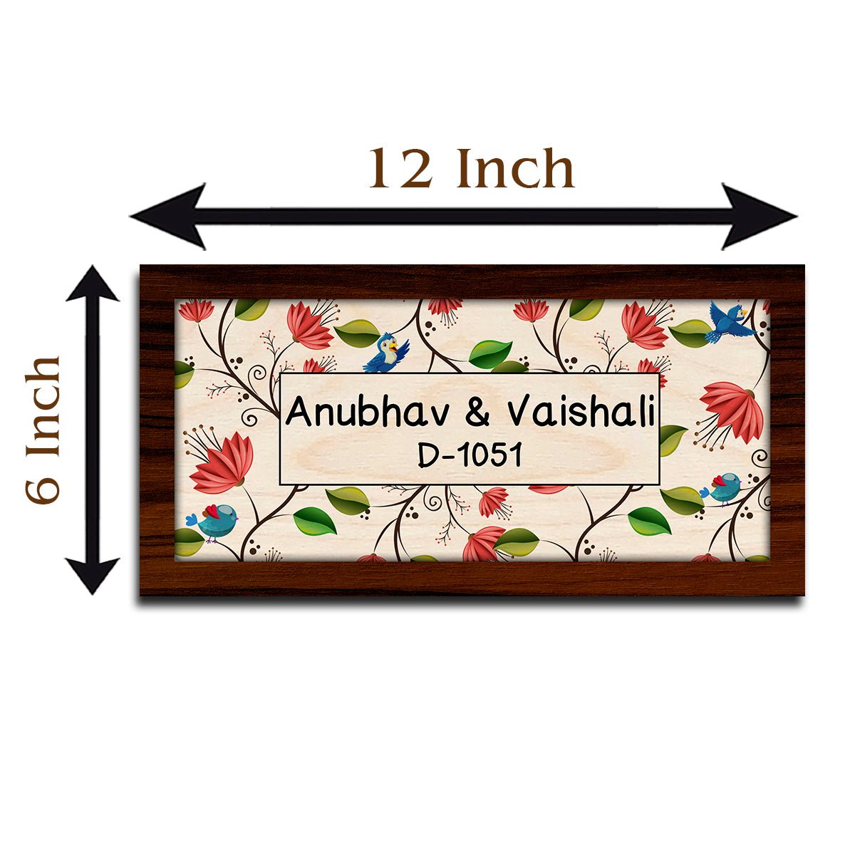 Botanical Flower Name Plate – Framed Art with Birds - Sblossom
