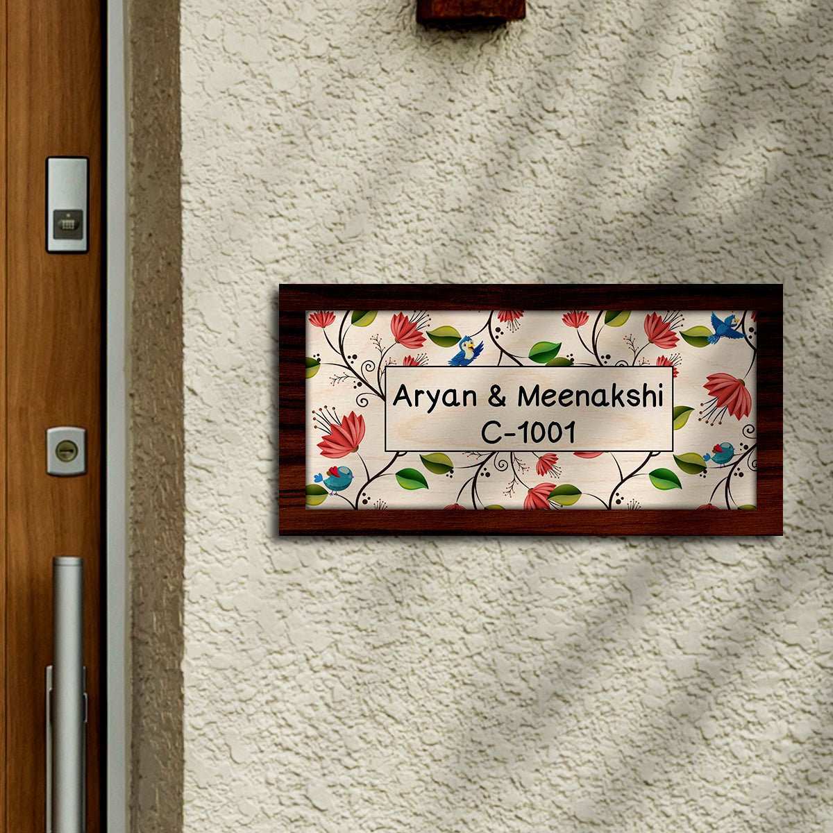 Botanical Flower Name Plate – Framed Art with Birds - Sblossom