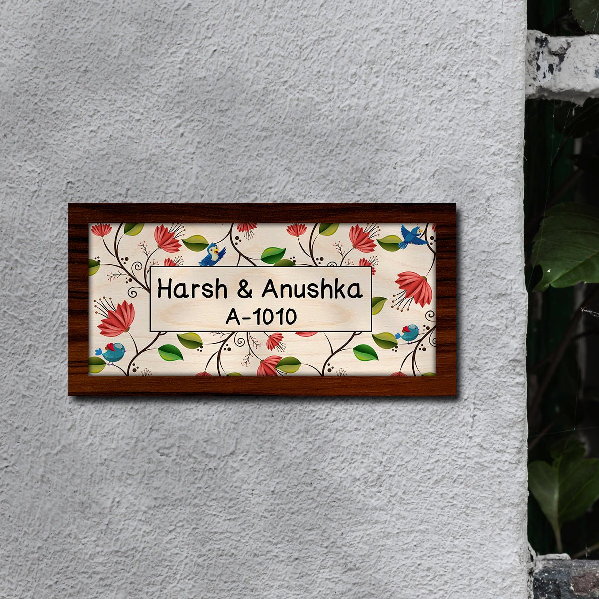 Botanical Flower Name Plate – Framed Art with Birds - Sblossom
